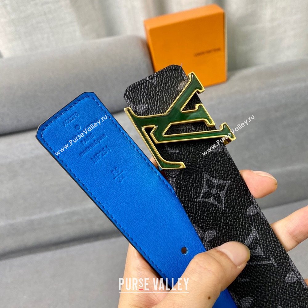 Louis Vuitton LV 3 Steps Monogram Canvas Belt 4cm with LV Buckle Black/Blue/Green/Gold 2021 (99-21011231)