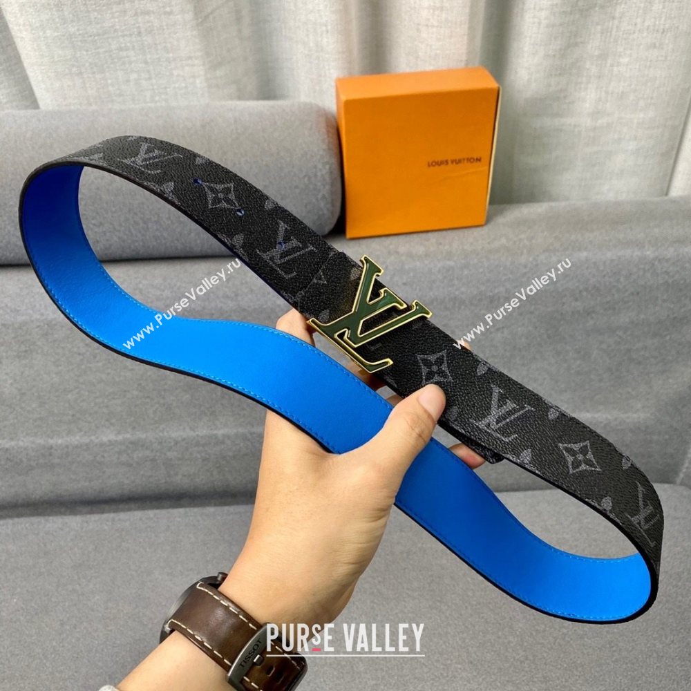 Louis Vuitton LV 3 Steps Monogram Canvas Belt 4cm with LV Buckle Black/Blue/Green/Gold 2021 (99-21011231)