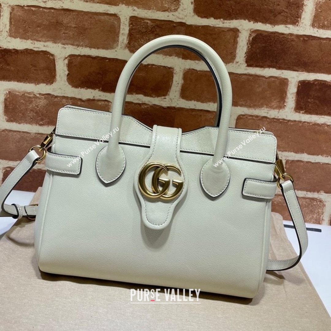 Gucci Small Top Handle Bag with Double G 658450 White 2021 (DLH-21090225)