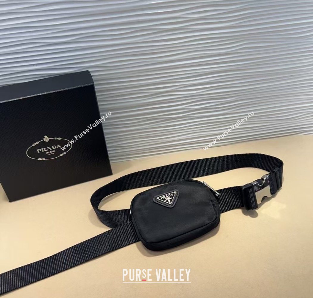 Prada Black Nylon Pouch Belt 3 2025 0618 (99-250618019)