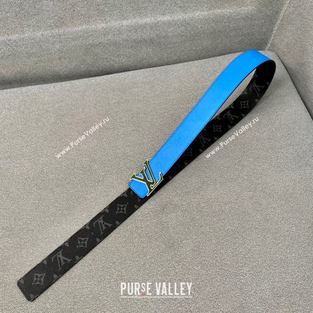 Louis Vuitton LV 3 Steps Monogram Canvas Belt 4cm with LV Buckle Black/Blue/Green/Gold 2021 (99-21011231)