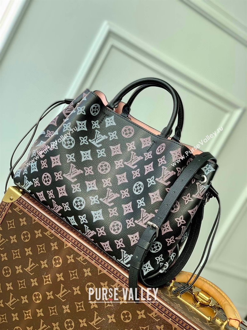 Louis Vuitton Bella Tote Bag in Mahina Perforated Calfskin M21107 Black/Multicolor 2025 (KI-250121020)