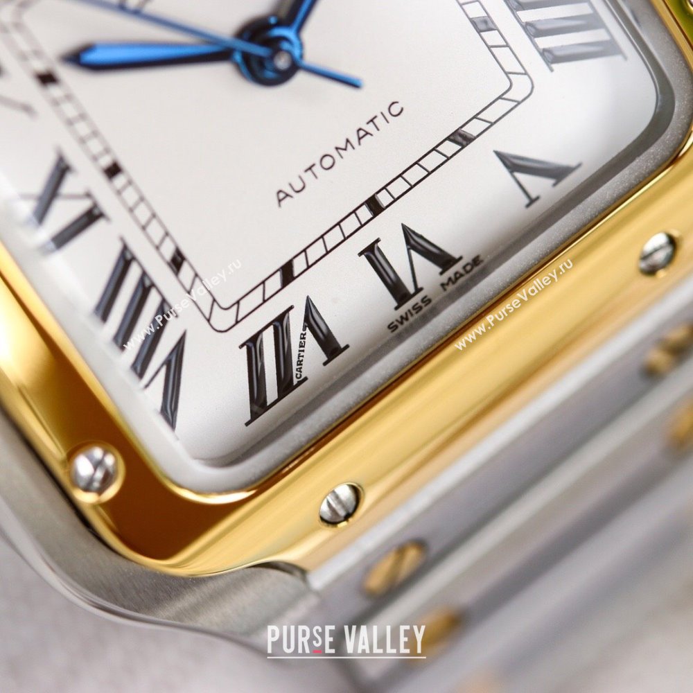 Cartier Santos de Cartier Watch， Medium Model 35mm Yellow Gold/Silver 2023 TOP QUALITY (KN-23121802)