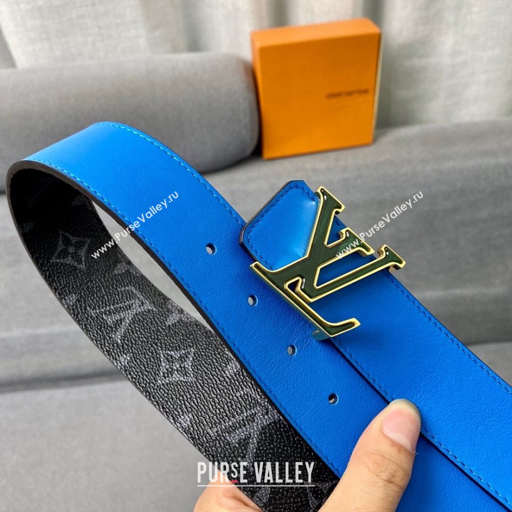 Louis Vuitton LV 3 Steps Monogram Canvas Belt 4cm with LV Buckle Black/Blue/Green/Gold 2021 (99-21011231)
