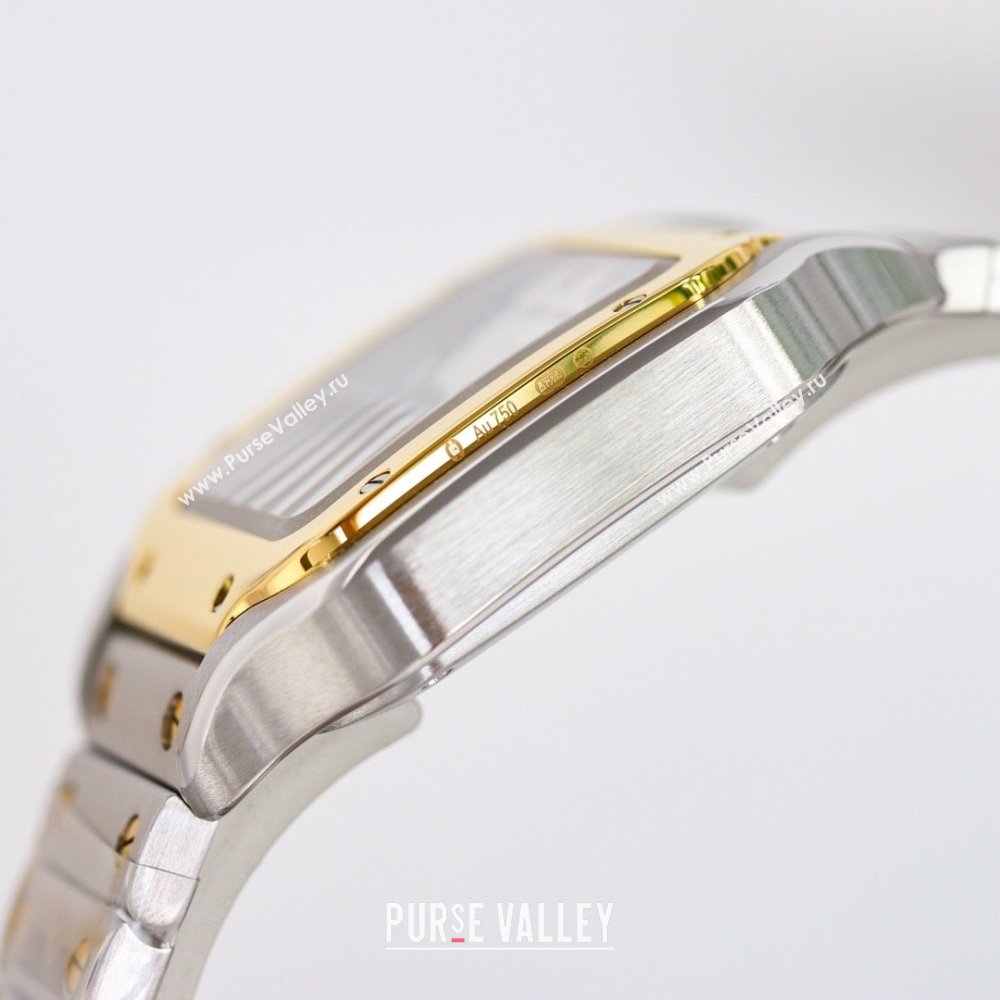 Cartier Santos de Cartier Watch， Medium Model 35mm Yellow Gold/Silver 2023 TOP QUALITY (KN-23121802)