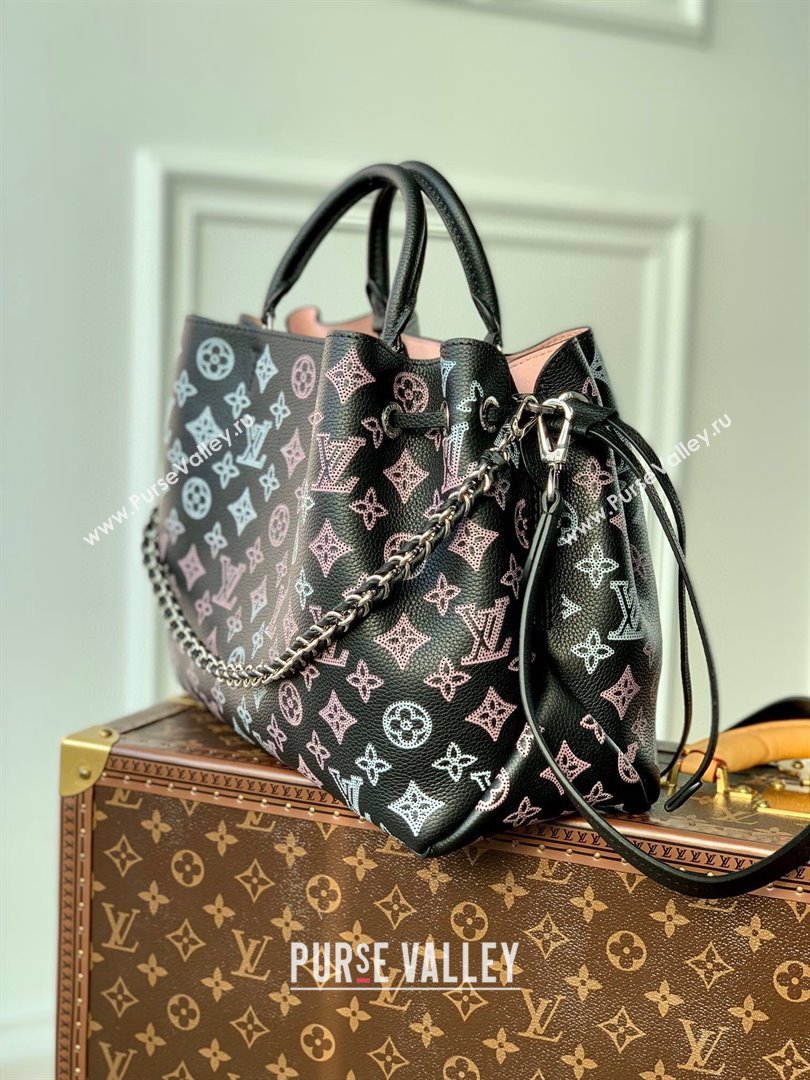 Louis Vuitton Bella Tote Bag in Mahina Perforated Calfskin M21107 Black/Multicolor 2025 (KI-250121020)