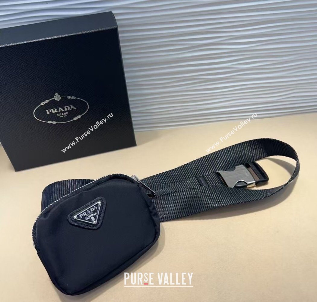 Prada Black Nylon Pouch Belt 3 2025 0618 (99-250618019)