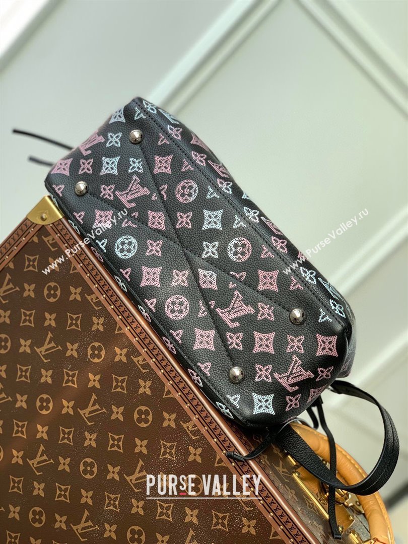 Louis Vuitton Bella Tote Bag in Mahina Perforated Calfskin M21107 Black/Multicolor 2025 (KI-250121020)