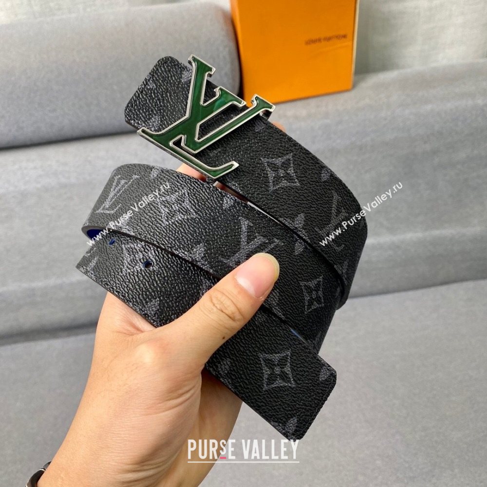 Louis Vuitton LV 3 Steps Monogram Canvas Belt 4cm with LV Buckle Black/Blue/Green/Silver 2021 (99-21011232)