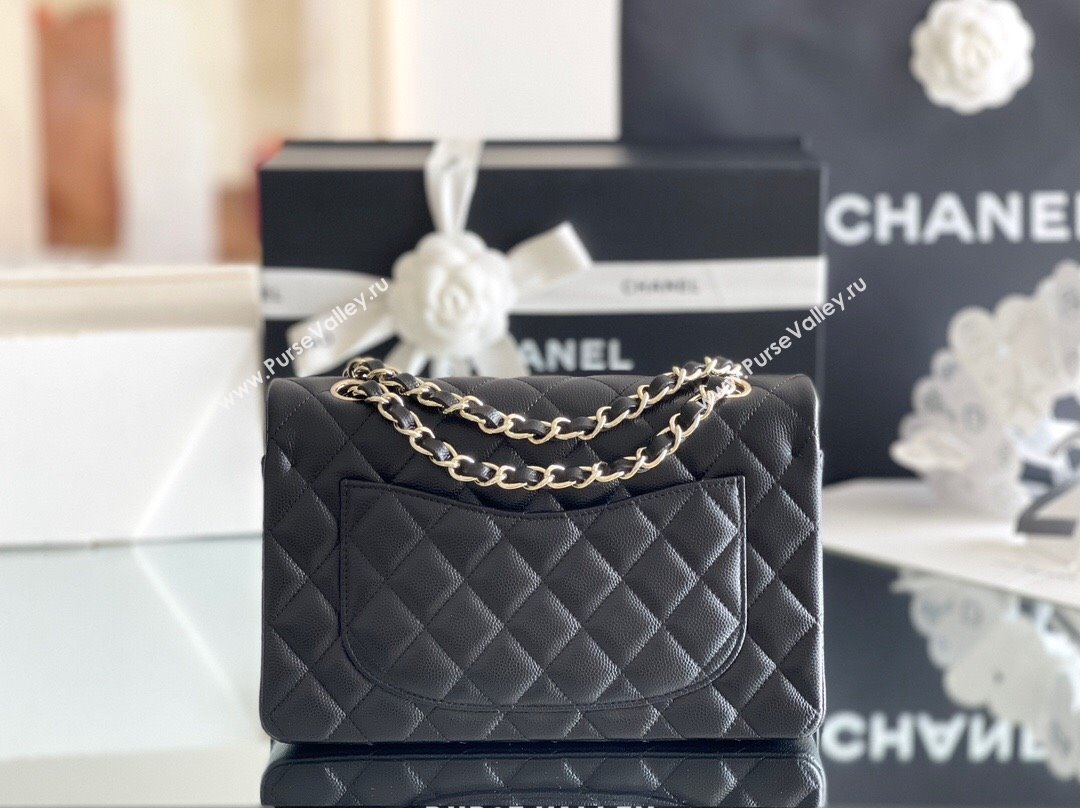 Chanel Grained Calfskin Small Classic Flap Bag A01113 Black/Light Gold 2023 Original Quality (MHE-23121201)