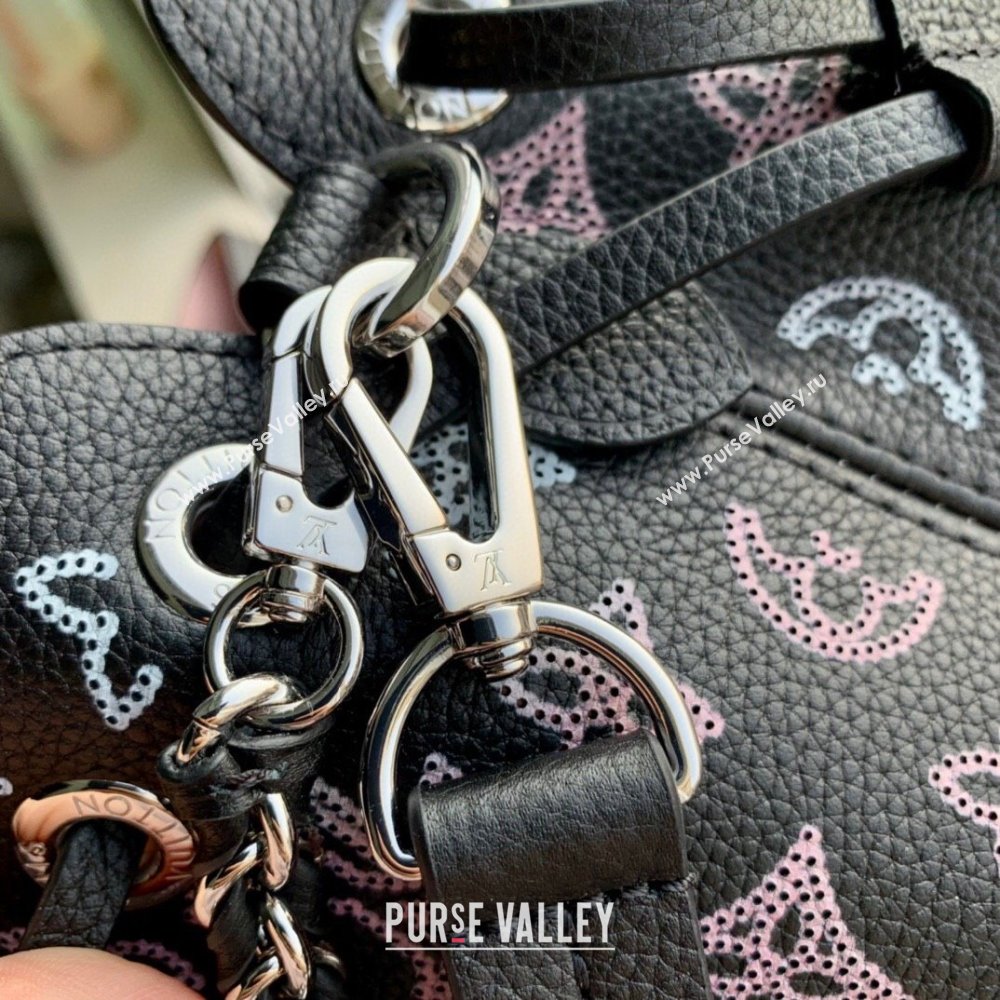 Louis Vuitton Bella Tote Bag in Mahina Perforated Calfskin M21107 Black/Multicolor 2025 (KI-250121020)