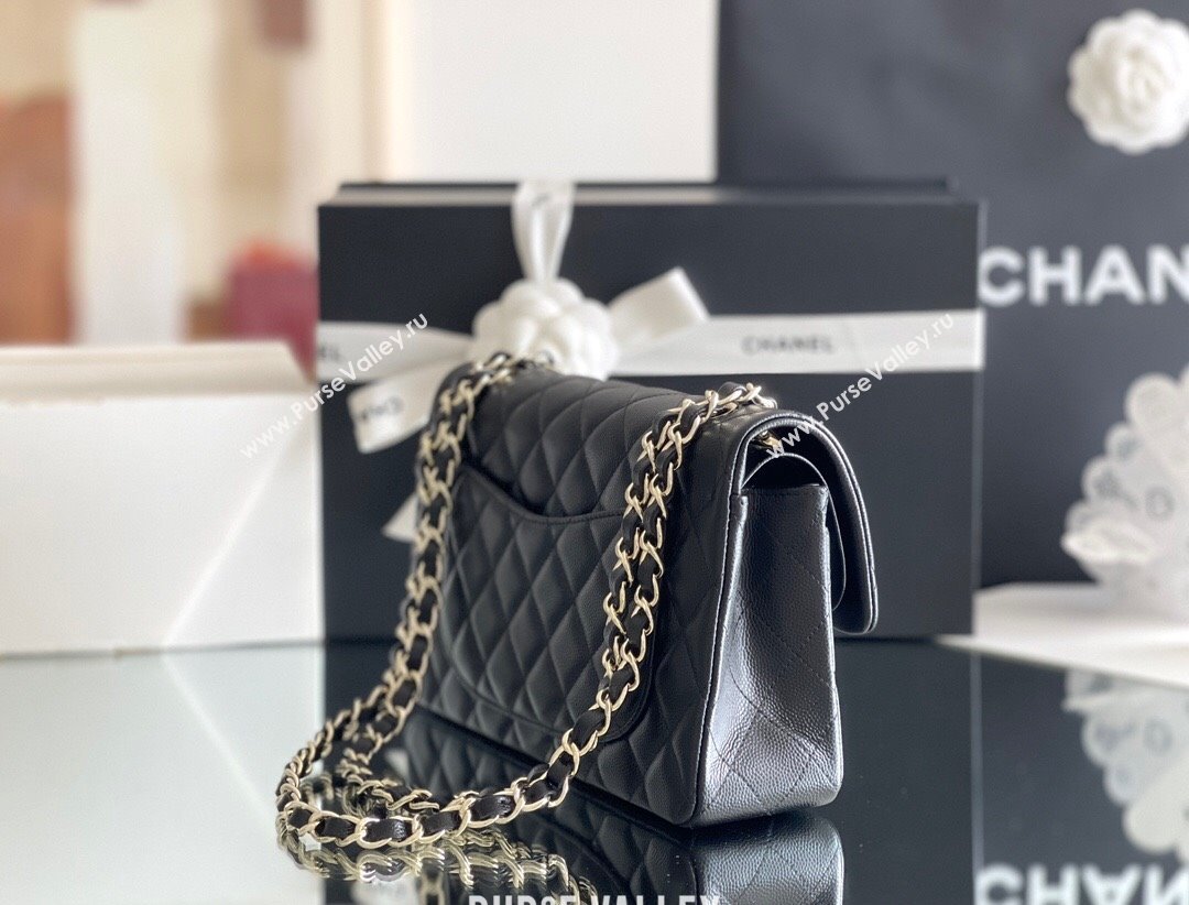 Chanel Grained Calfskin Small Classic Flap Bag A01113 Black/Light Gold 2023 Original Quality (MHE-23121201)