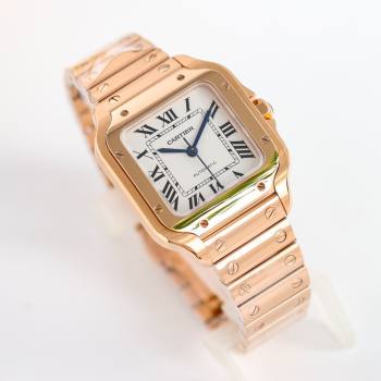 Cartier Santos de Cartier Watch， Medium Model 35mm Rosy Gold 2023 TOP QUALITY (KN-23121803)