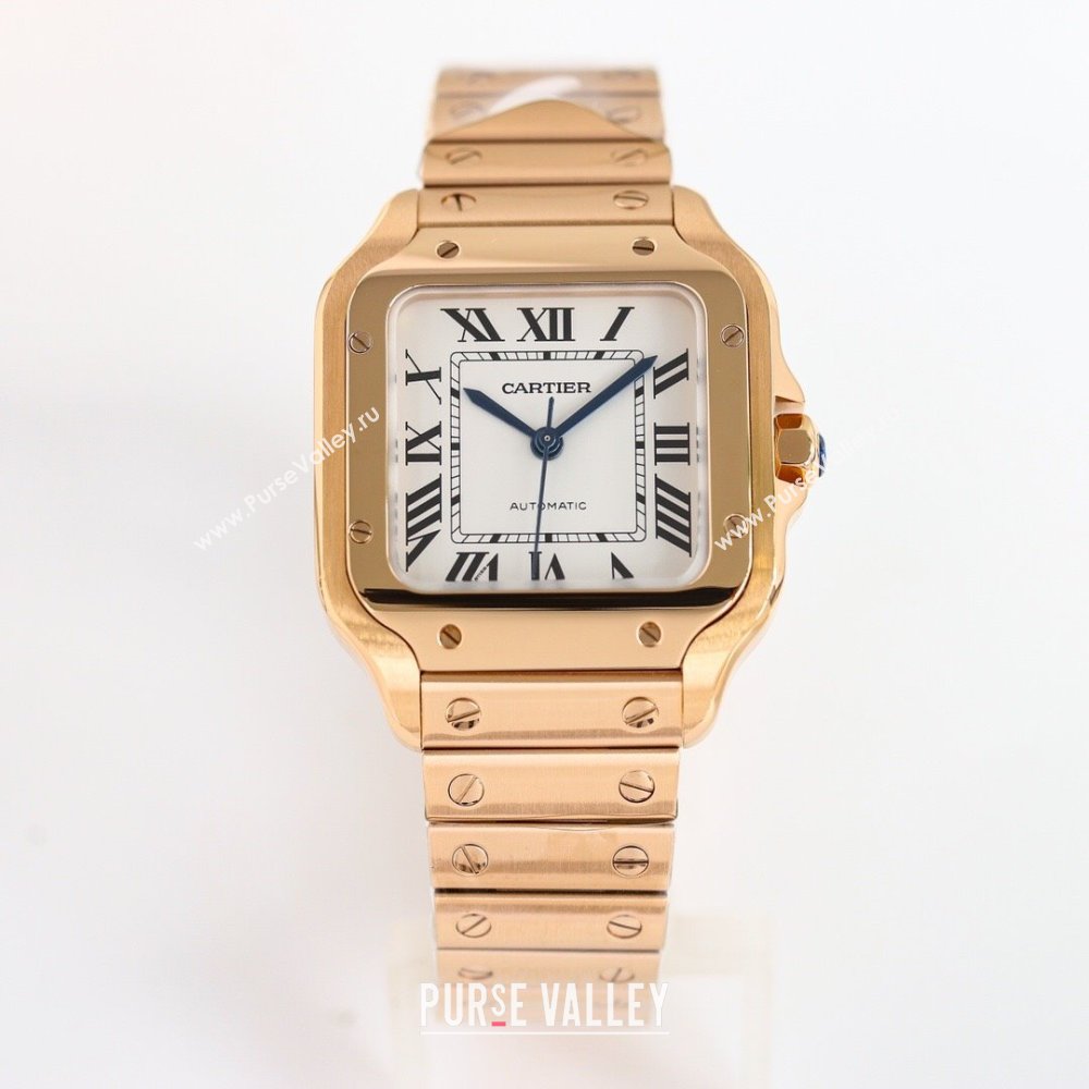 Cartier Santos de Cartier Watch， Medium Model 35mm Rosy Gold 2023 TOP QUALITY (KN-23121803)