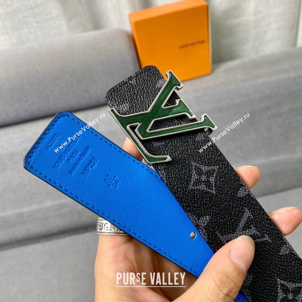 Louis Vuitton LV 3 Steps Monogram Canvas Belt 4cm with LV Buckle Black/Blue/Green/Silver 2021 (99-21011232)
