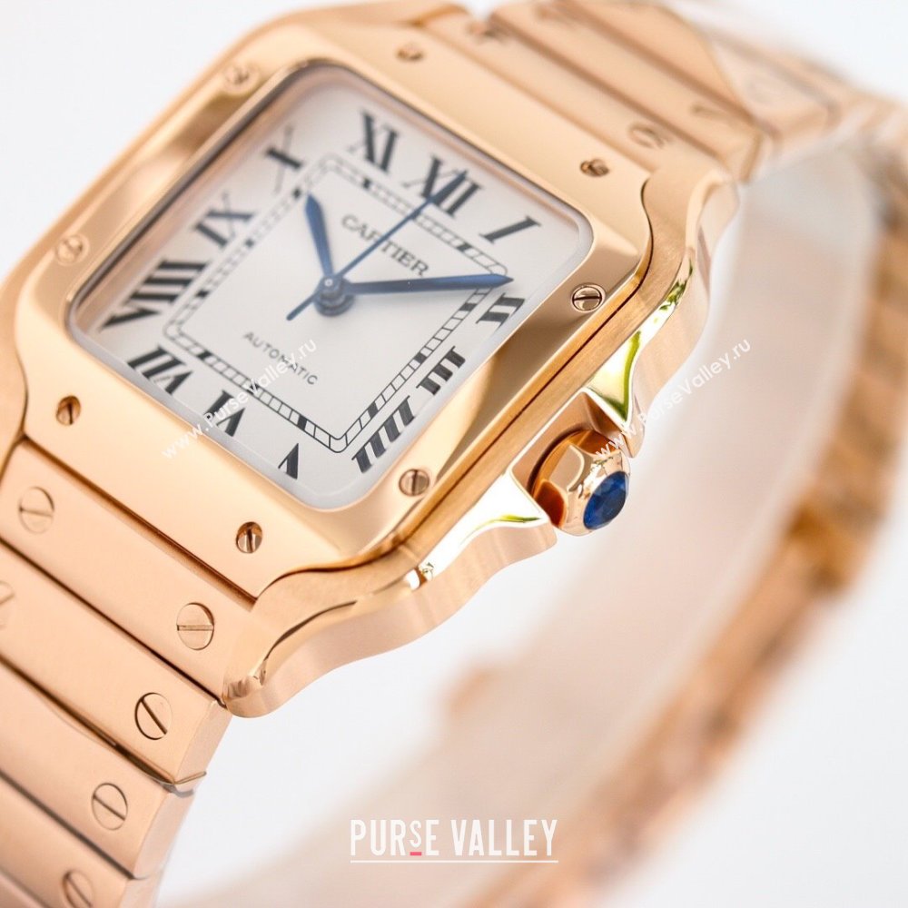 Cartier Santos de Cartier Watch， Medium Model 35mm Rosy Gold 2023 TOP QUALITY (KN-23121803)