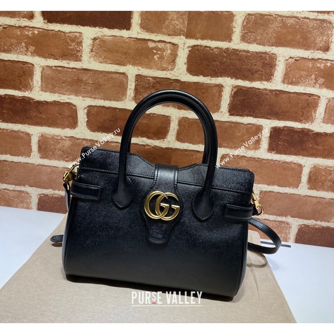 Gucci Small Top Handle Bag with Double G 658450 Black 2021 (DLH-21090226)