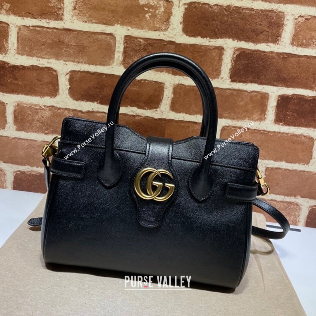 Gucci Small Top Handle Bag with Double G 658450 Black 2021 (DLH-21090226)