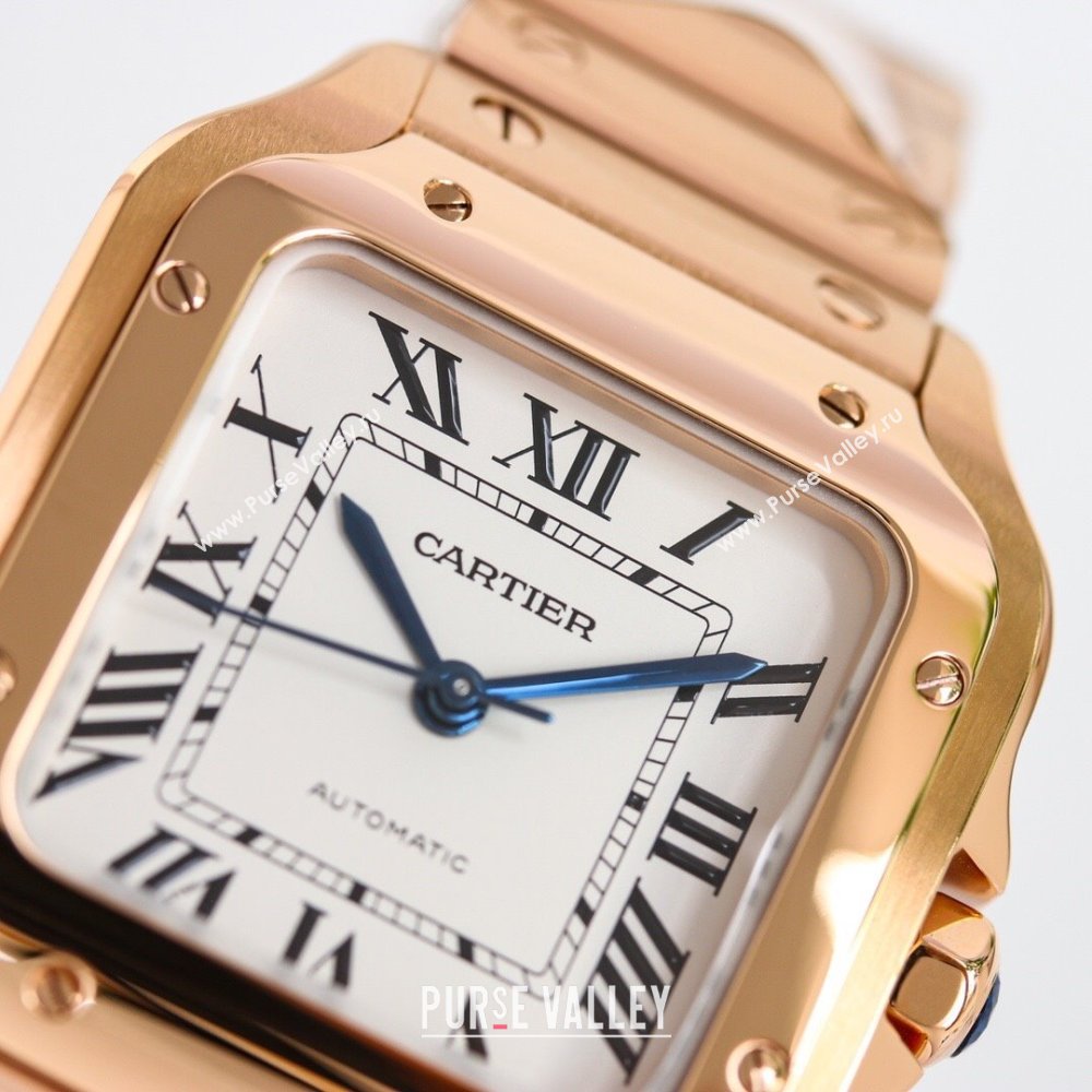 Cartier Santos de Cartier Watch， Medium Model 35mm Rosy Gold 2023 TOP QUALITY (KN-23121803)