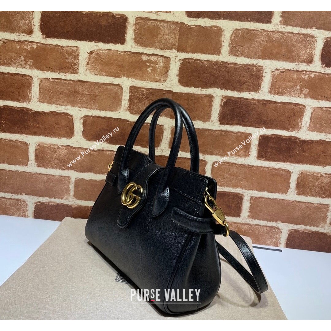 Gucci Small Top Handle Bag with Double G 658450 Black 2021 (DLH-21090226)