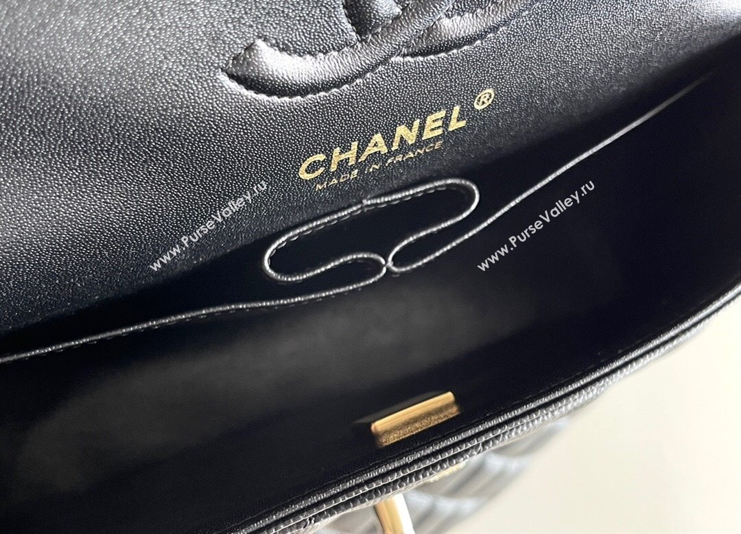 Chanel Grained Calfskin Small Classic Flap Bag A01113 Black/Light Gold 2023 Original Quality (MHE-23121201)