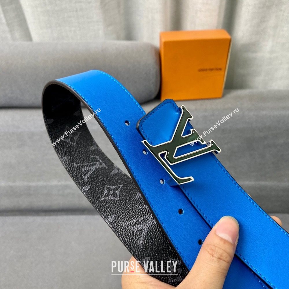 Louis Vuitton LV 3 Steps Monogram Canvas Belt 4cm with LV Buckle Black/Blue/Green/Silver 2021 (99-21011232)