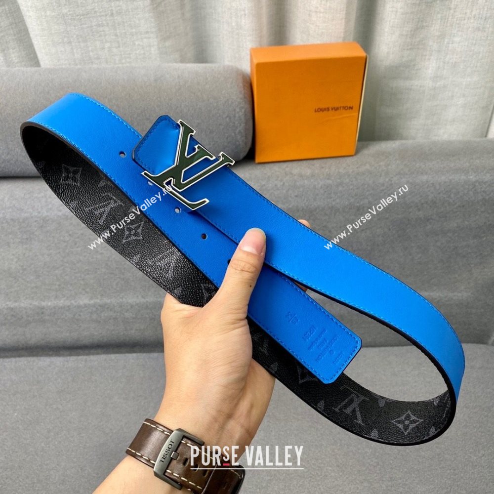 Louis Vuitton LV 3 Steps Monogram Canvas Belt 4cm with LV Buckle Black/Blue/Green/Silver 2021 (99-21011232)