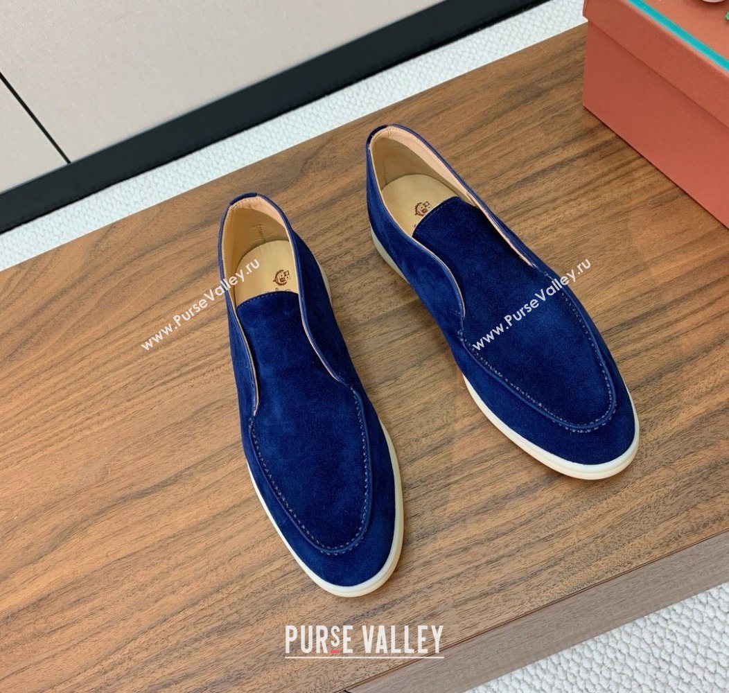Loro Piana Open Walk Suede High-top Loafers Dark Blue 2025 LP101101 (HH-251211038)