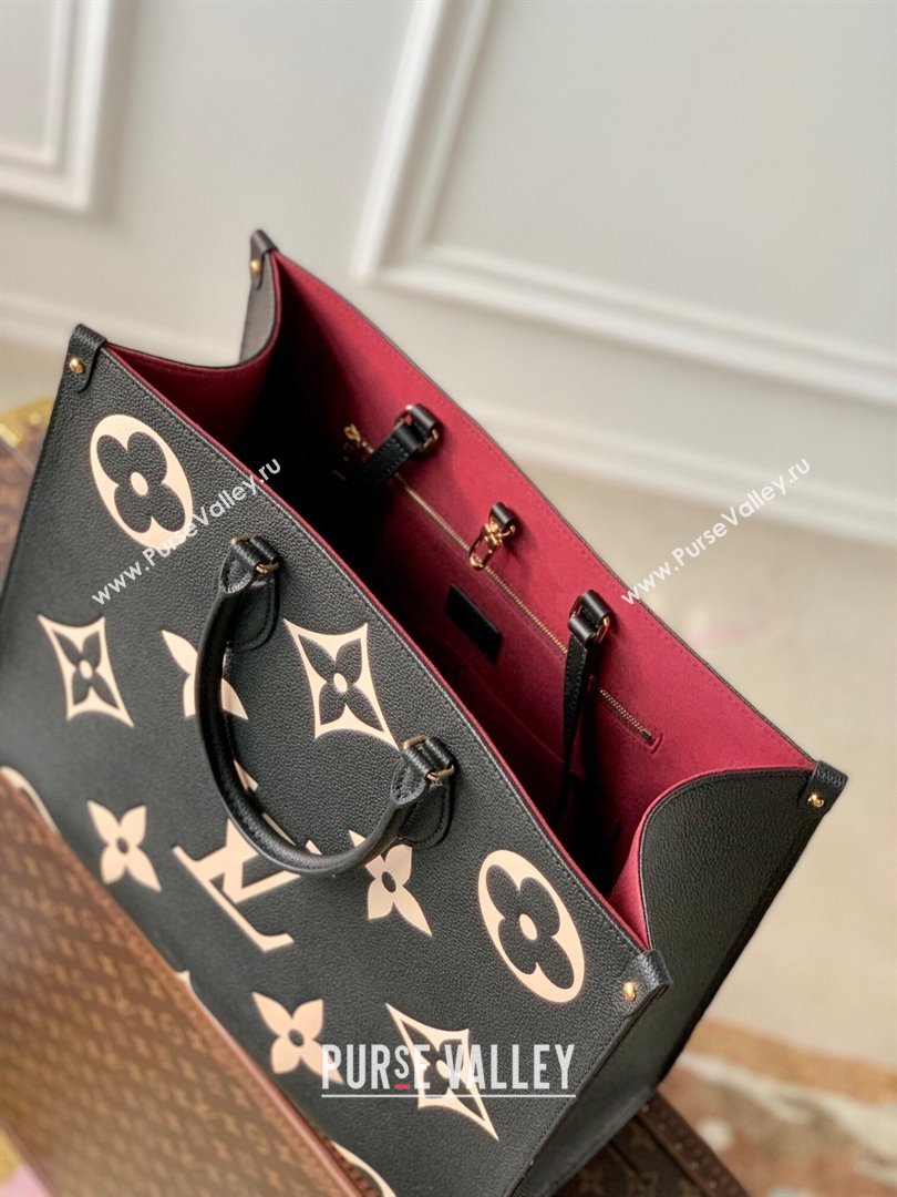 Louis Vuitton OnTheGo GM Tote Bag in Bicolor Monogram Empreinte Leather M45945 Black 2024 (K-24072201)