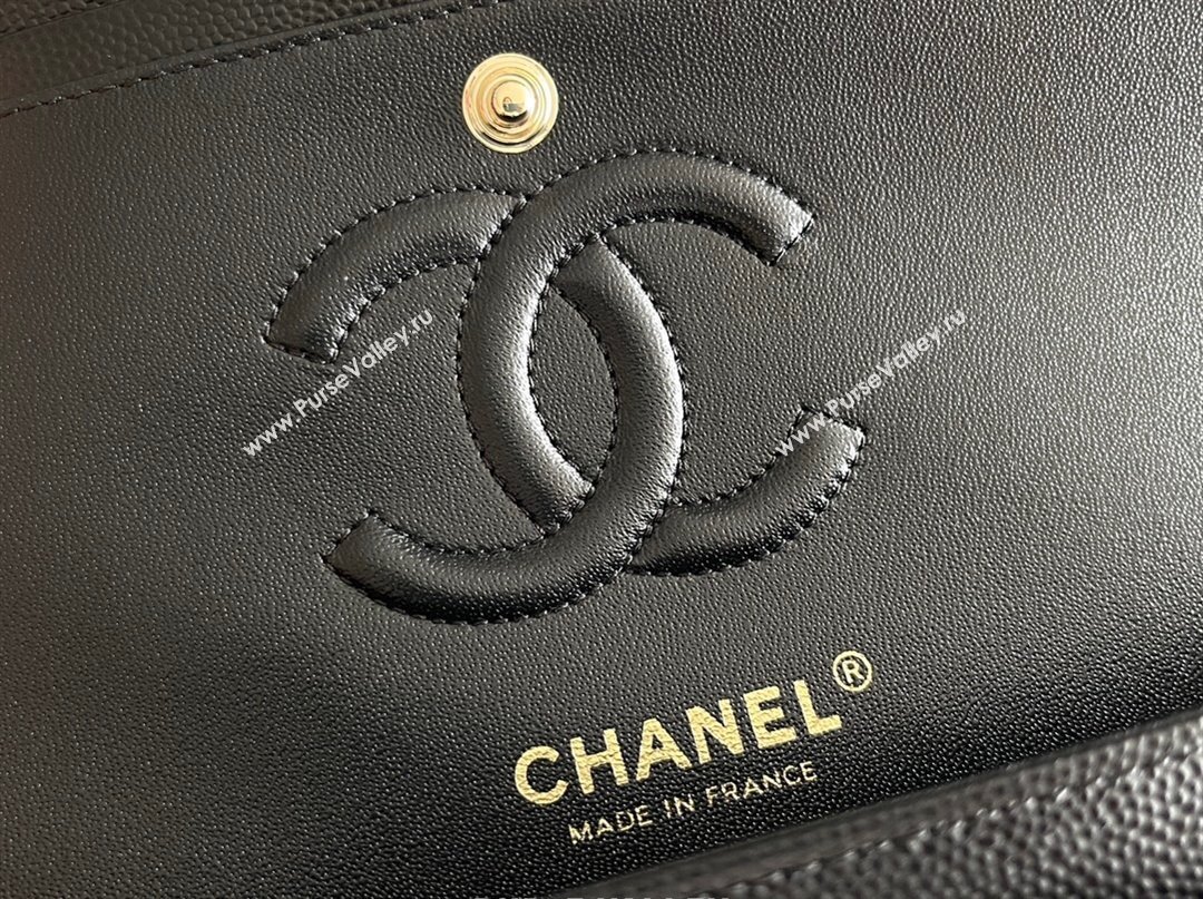 Chanel Grained Calfskin Small Classic Flap Bag A01113 Black/Light Gold 2023 Original Quality (MHE-23121201)