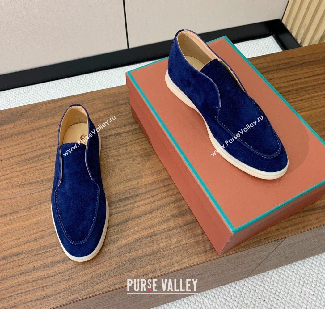 Loro Piana Open Walk Suede High-top Loafers Dark Blue 2025 LP101101 (HH-251211038)