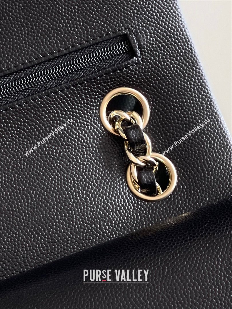 Chanel Grained Calfskin Small Classic Flap Bag A01113 Black/Light Gold 2023 Original Quality (MHE-23121201)