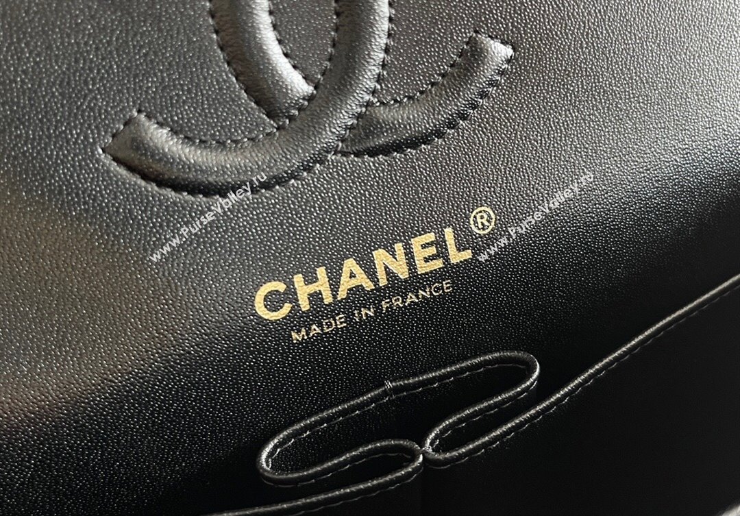 Chanel Grained Calfskin Small Classic Flap Bag A01113 Black/Light Gold 2023 Original Quality (MHE-23121201)