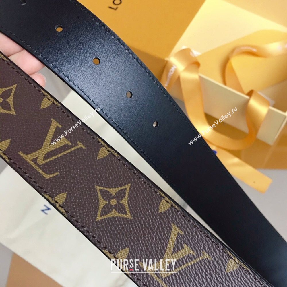 Louis Vuitton Monogram Canvas Belt 4cm with LV Buckle Brown/Black/Silver 2021 (99-21011228)