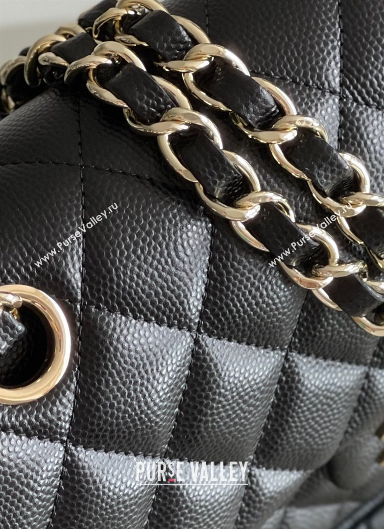 Chanel Grained Calfskin Small Classic Flap Bag A01113 Black/Light Gold 2023 Original Quality (MHE-23121201)