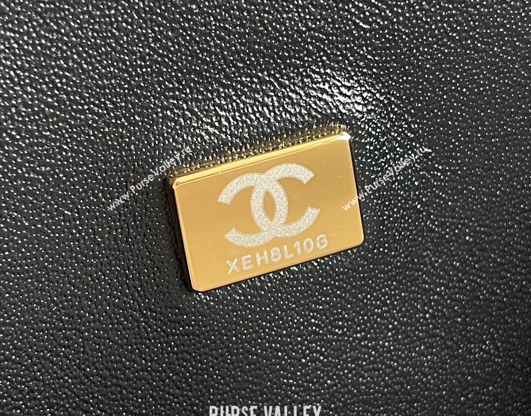 Chanel Grained Calfskin Small Classic Flap Bag A01113 Black/Light Gold 2023 Original Quality (MHE-23121201)