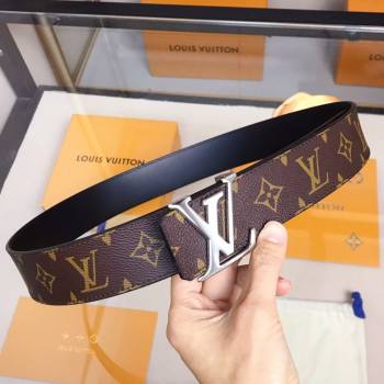Louis Vuitton Monogram Canvas Belt 4cm with LV Buckle Brown/Black/Silver 2021 (99-21011228)