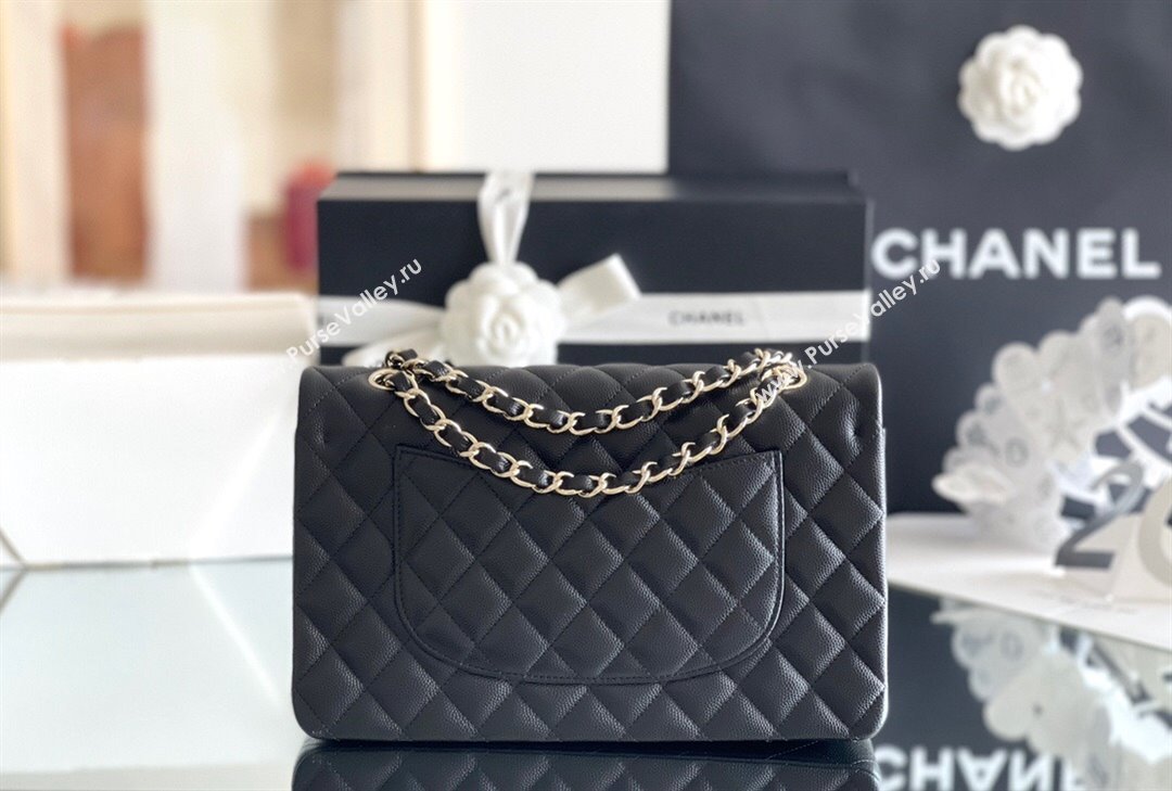 Chanel Grained Calfskin Medium Classic Flap Bag A01112 Black/Light Gold 2023 Original Quality (MHE-23121202)