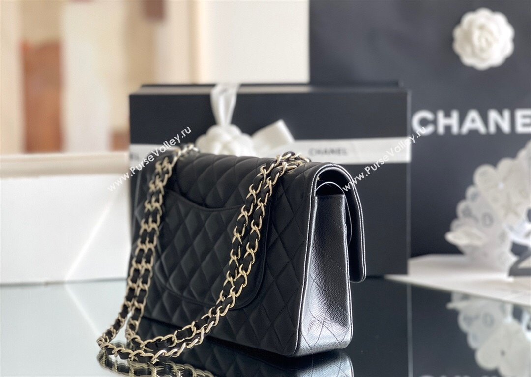 Chanel Grained Calfskin Medium Classic Flap Bag A01112 Black/Light Gold 2023 Original Quality (MHE-23121202)