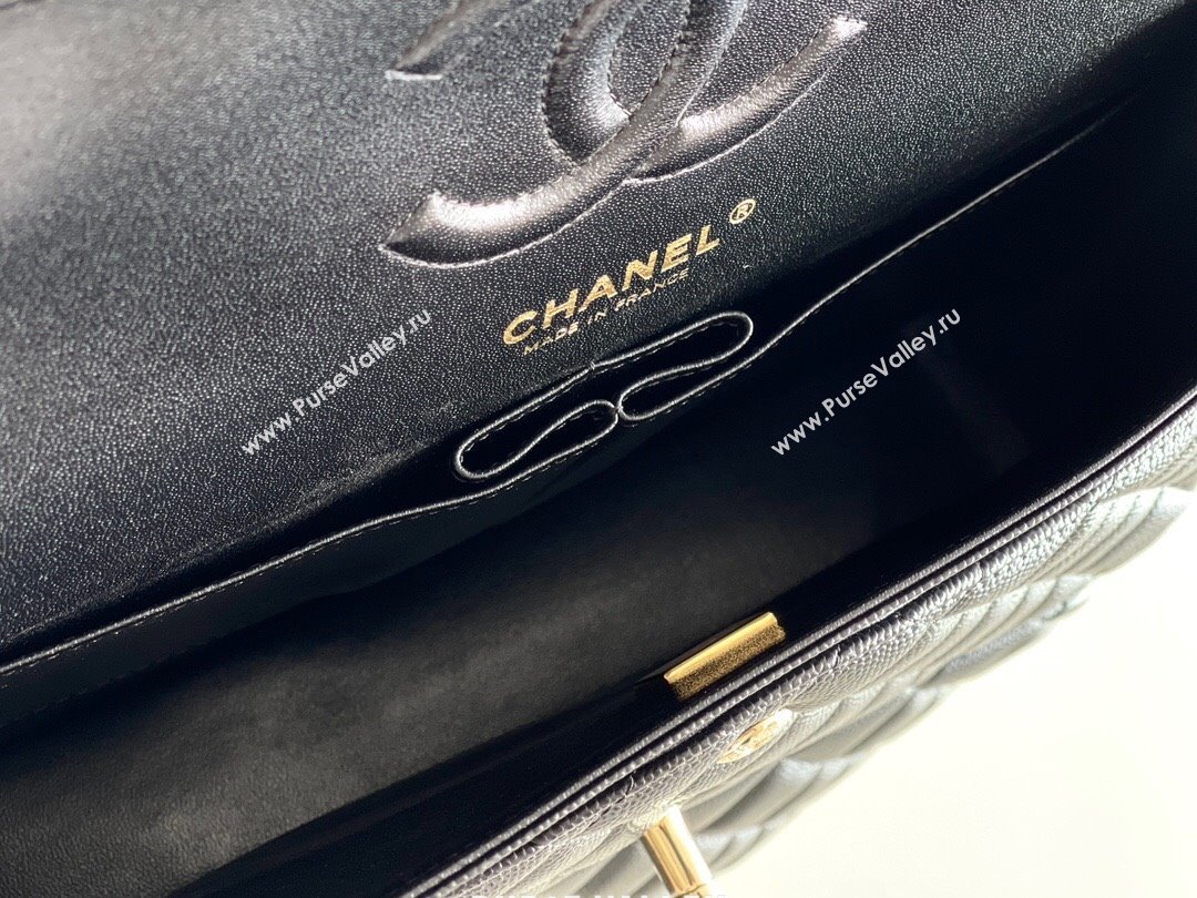 Chanel Grained Calfskin Medium Classic Flap Bag A01112 Black/Light Gold 2023 Original Quality (MHE-23121202)