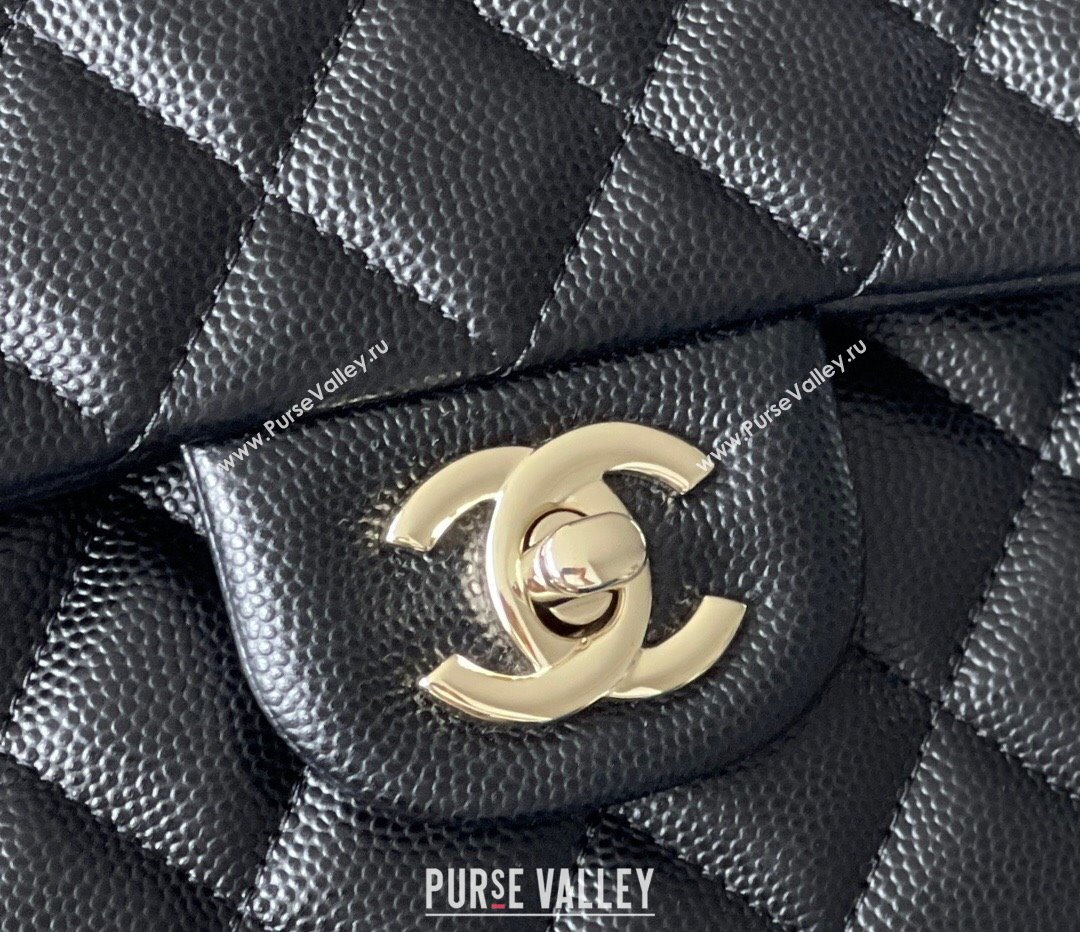 Chanel Grained Calfskin Medium Classic Flap Bag A01112 Black/Light Gold 2023 Original Quality (MHE-23121202)