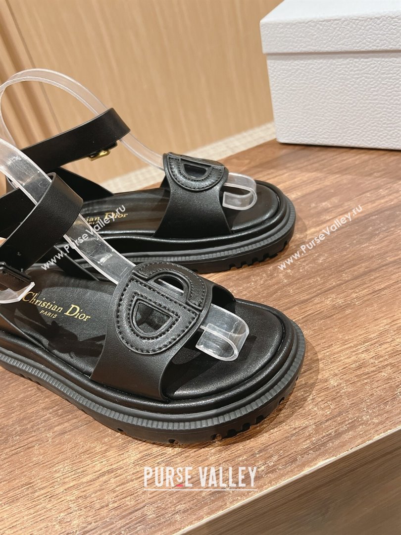 Dior 30 Montaigne CD Calfskin Sandals Black/Black 2024 (KL-24052310)