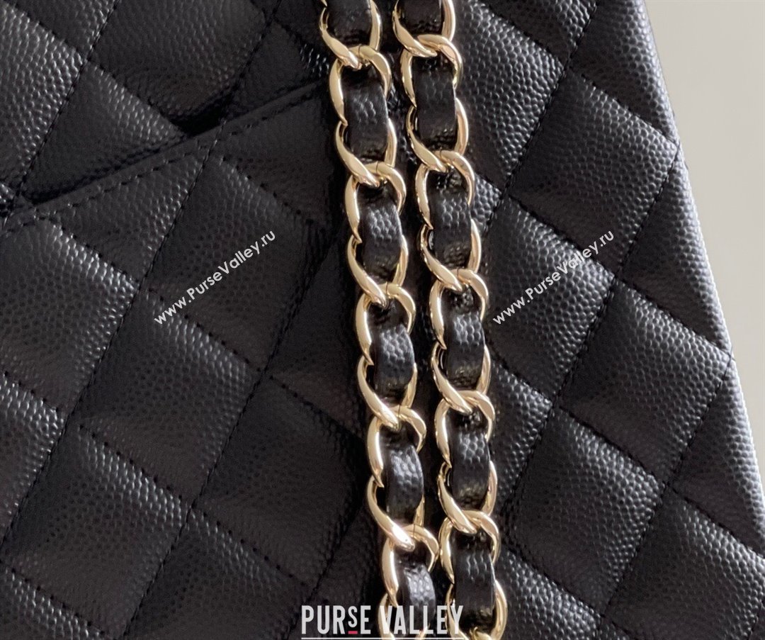 Chanel Grained Calfskin Medium Classic Flap Bag A01112 Black/Light Gold 2023 Original Quality (MHE-23121202)