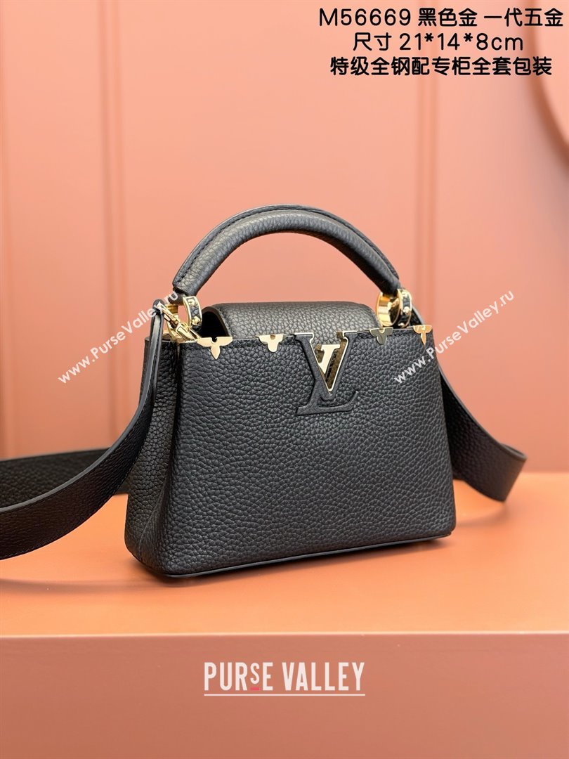 Louis Vuitton Capucines Mini Bag in Taurillon Leather M56669 Black 2024 (K-24123016)