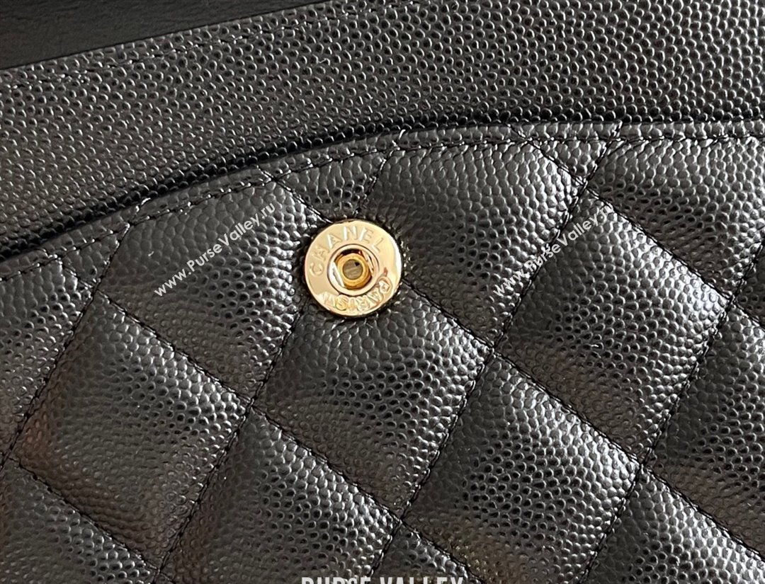 Chanel Grained Calfskin Medium Classic Flap Bag A01112 Black/Light Gold 2023 Original Quality (MHE-23121202)