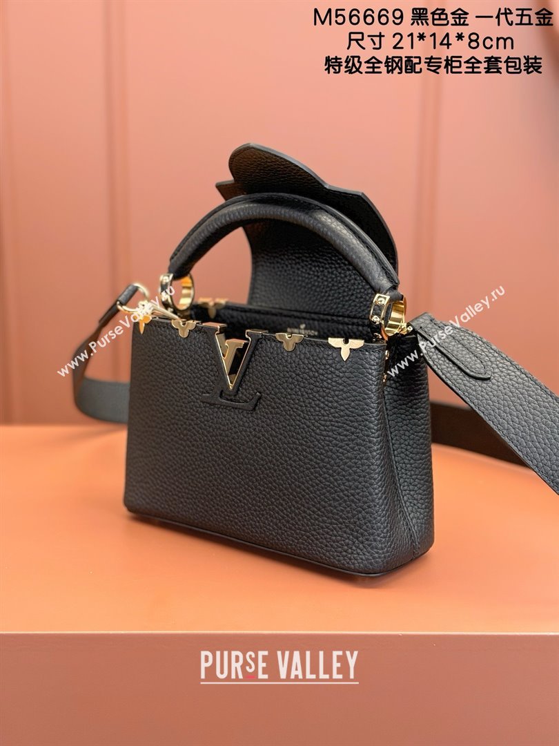 Louis Vuitton Capucines Mini Bag in Taurillon Leather M56669 Black 2024 (K-24123016)