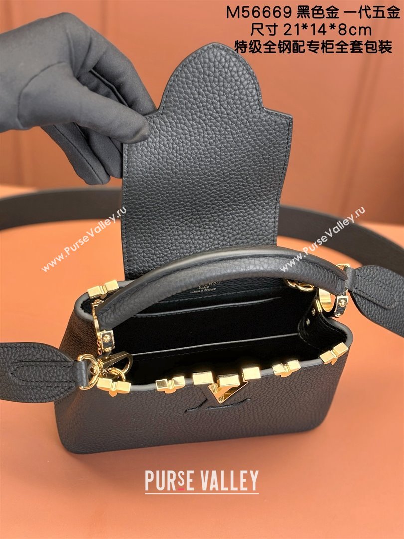 Louis Vuitton Capucines Mini Bag in Taurillon Leather M56669 Black 2024 (K-24123016)