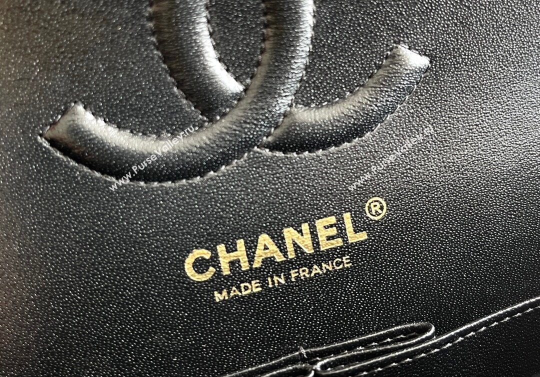 Chanel Grained Calfskin Medium Classic Flap Bag A01112 Black/Light Gold 2023 Original Quality (MHE-23121202)