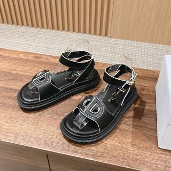 Dior 30 Montaigne CD Calfskin Sandals Black/White 2024 (KL-24052311)