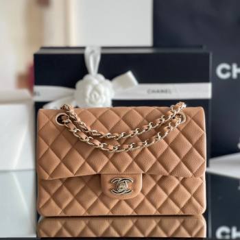 Chanel Grained Calfskin Small Classic Flap Bag A01113 Caramel/Light Gold 2023 Original Quality (MHE-23121203)